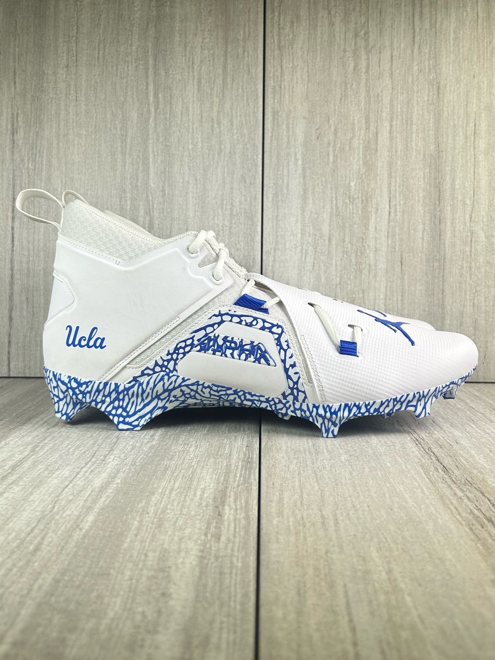 Jordan Mens Football Cleats White and Blue UCLA